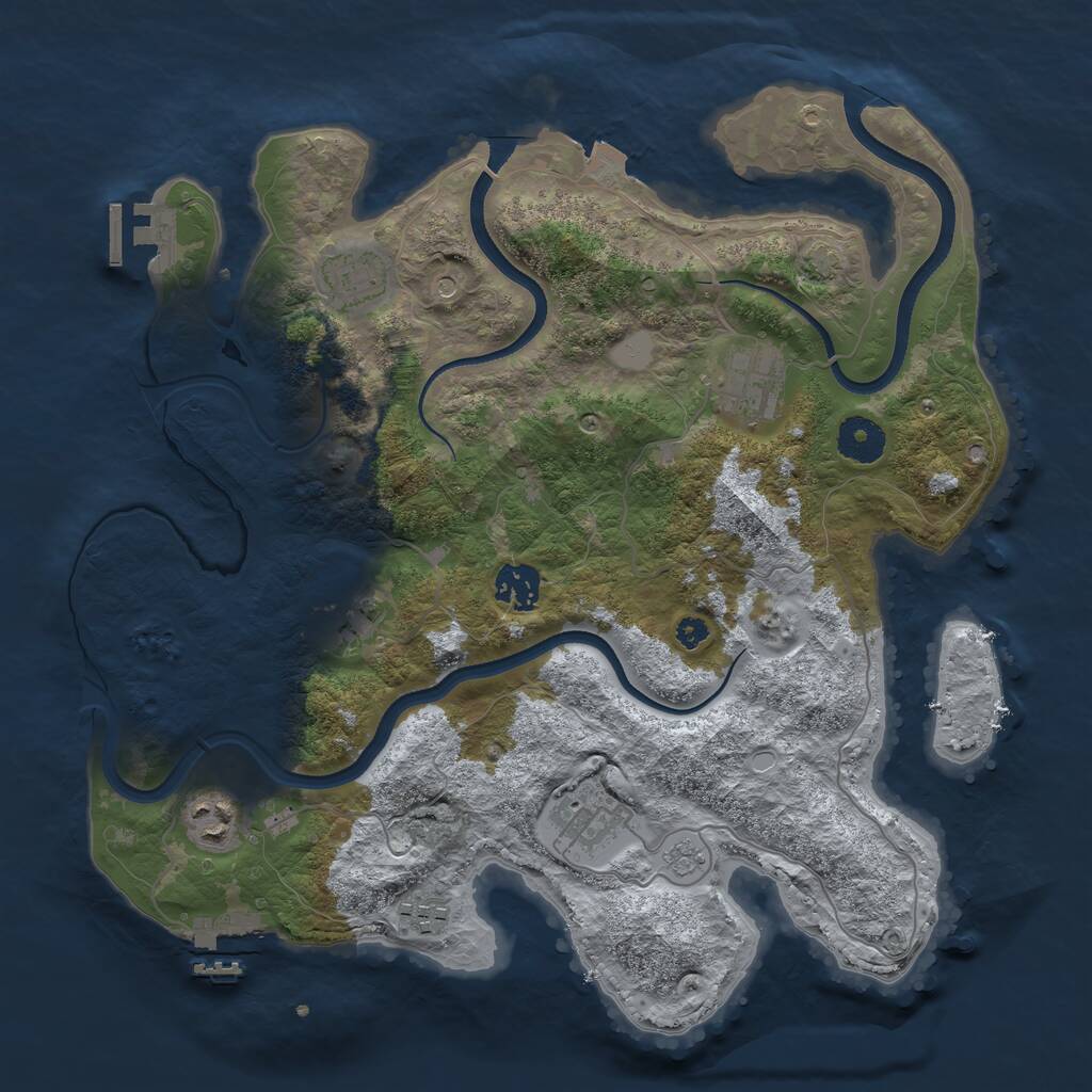 Rust Map: Procedural Map, Size: 3500, Seed: 5180960, 13 Monuments