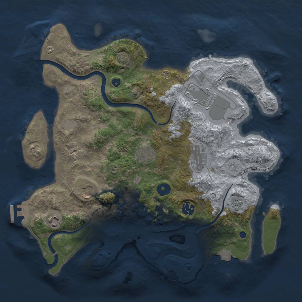 Rust Map: Procedural Map, Size: 3500, Seed: 385610, 12 Monuments
