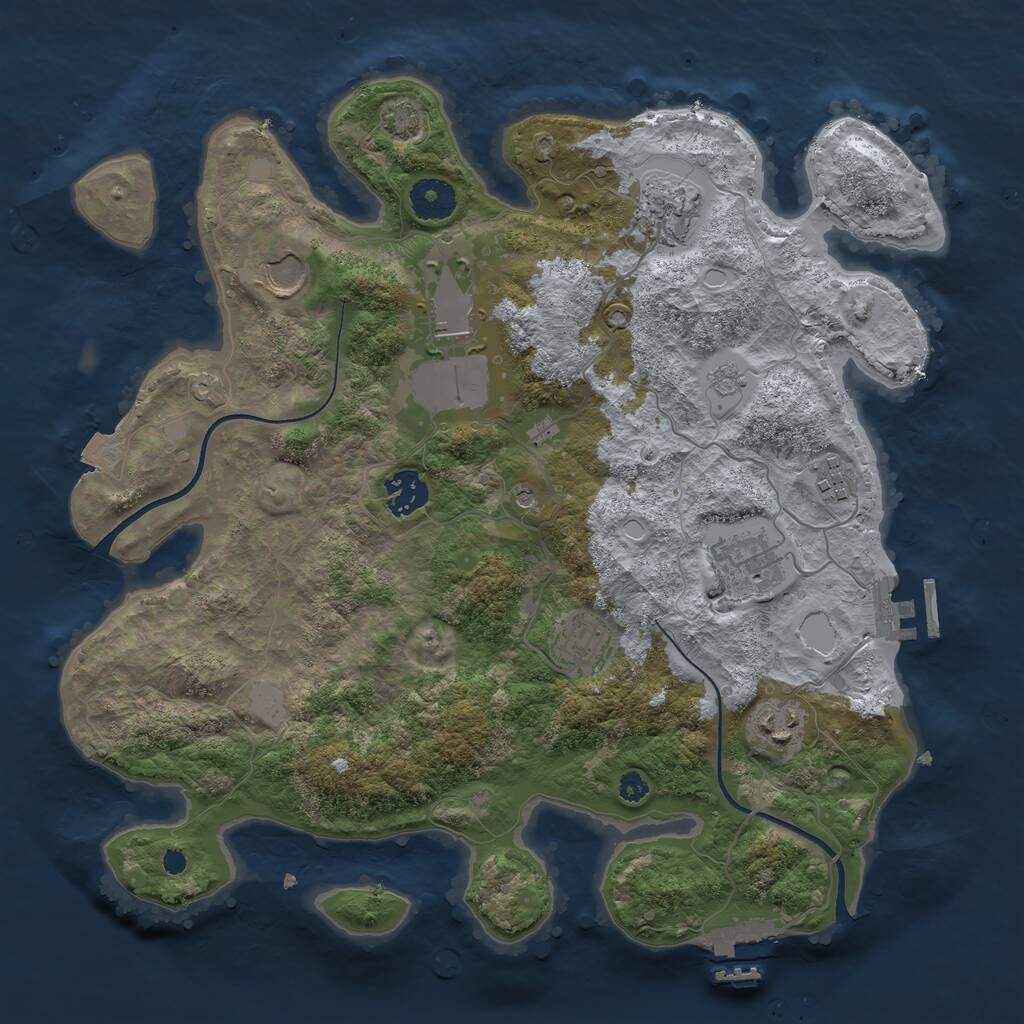 Rust Map: Procedural Map, Size: 3500, Seed: 1052957, 14 Monuments