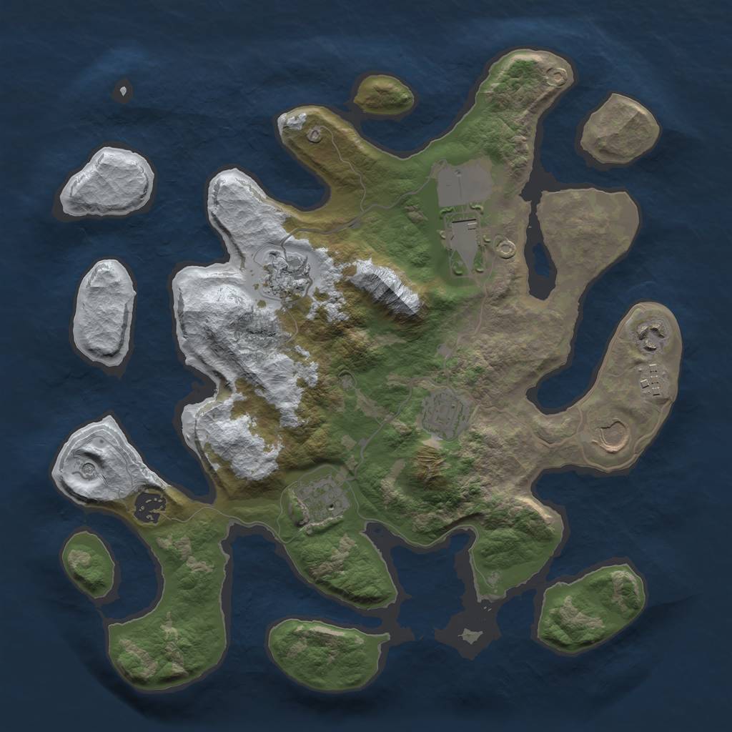 Rust Map: Barren, Size: 3500, Seed: 6407505, 11 Monuments