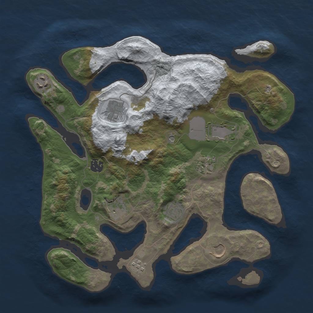 Rust Map: Barren, Size: 3500, Seed: 1394789, 12 Monuments