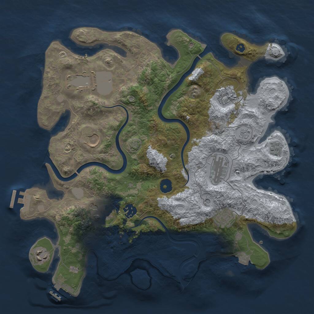 Rust Map: Procedural Map, Size: 3550, Seed: 386668, 15 Monuments