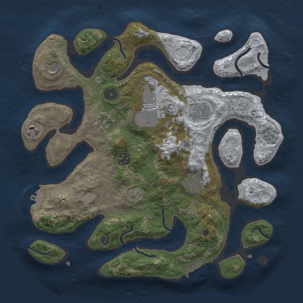 Rust Map: Procedural Map, Size: 3500, Seed: 438384, 17 Monuments