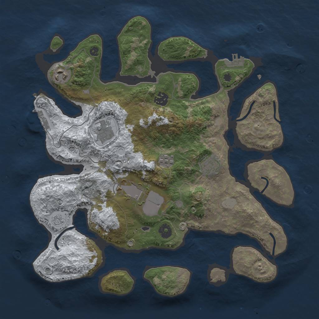 Rust Map: Procedural Map, Size: 3500, Seed: 2715283, 15 Monuments