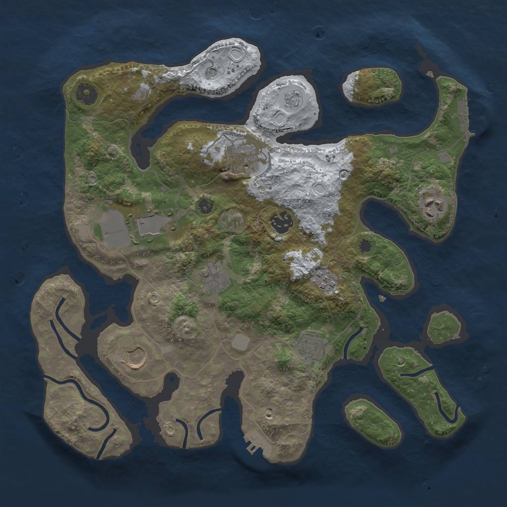 Rust Map: Procedural Map, Size: 3500, Seed: 6331233, 17 Monuments