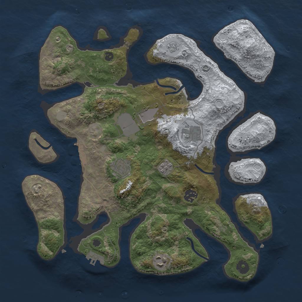 Rust Map: Procedural Map, Size: 3500, Seed: 4043974, 14 Monuments
