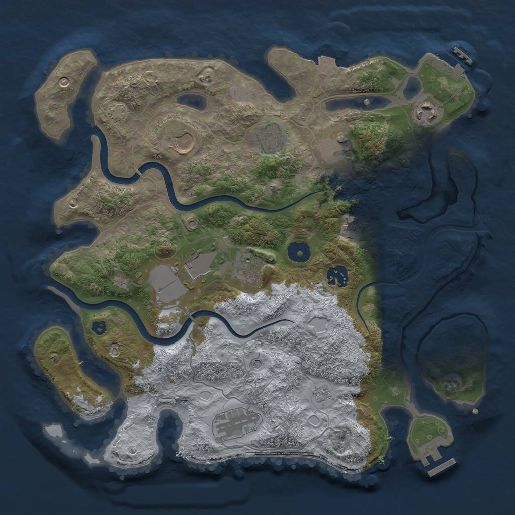 Rust Map: Procedural Map, Size: 3500, Seed: 1645842, 15 Monuments