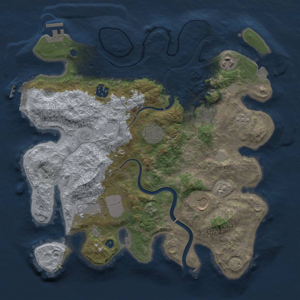 Rust Map: Procedural Map, Size: 3500, Seed: 2458675, 13 Monuments