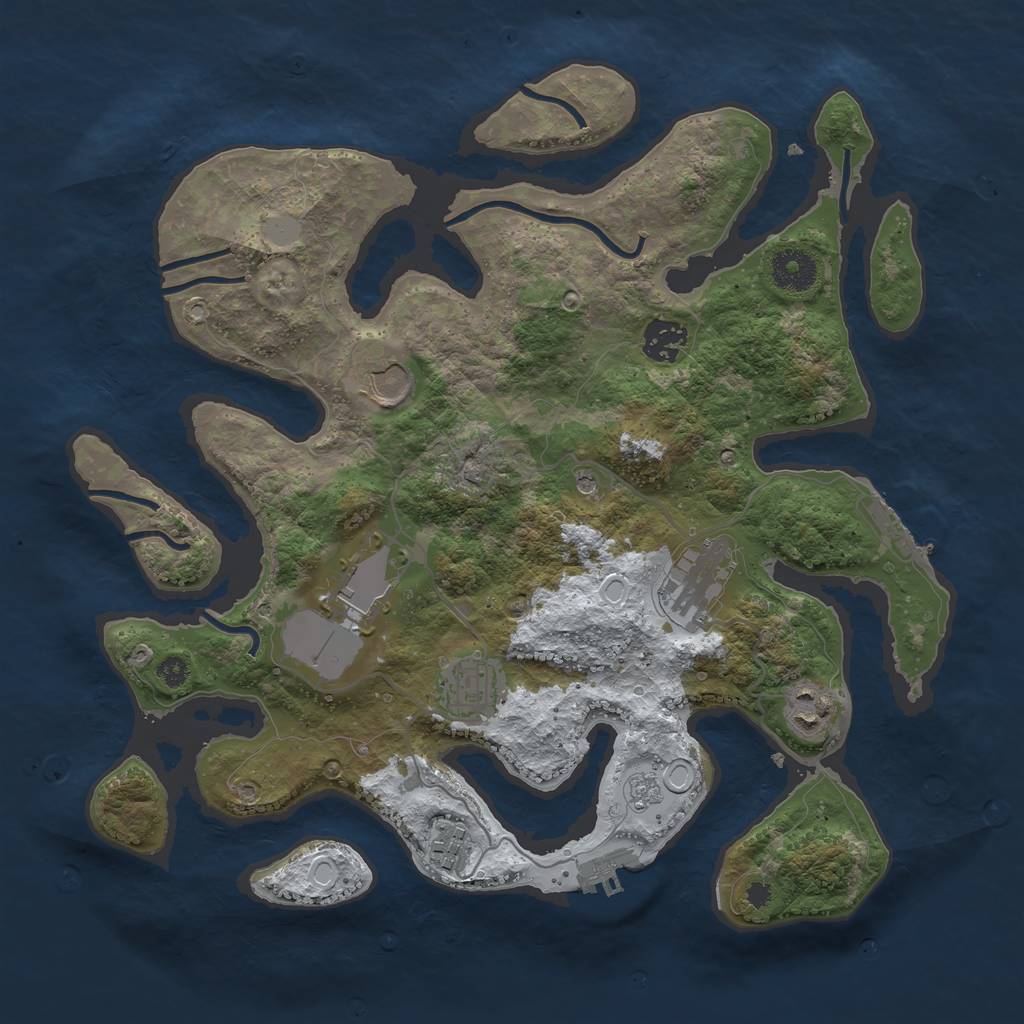 Rust Map: Procedural Map, Size: 3500, Seed: 5095215, 16 Monuments
