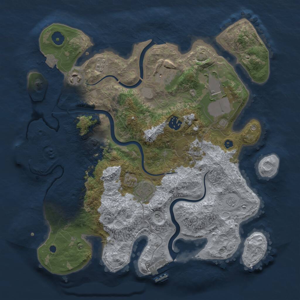 Rust Map: Procedural Map, Size: 3500, Seed: 4225300, 13 Monuments