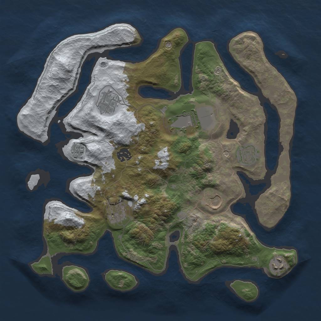 Rust Map: Barren, Size: 3500, Seed: 3355747, 11 Monuments