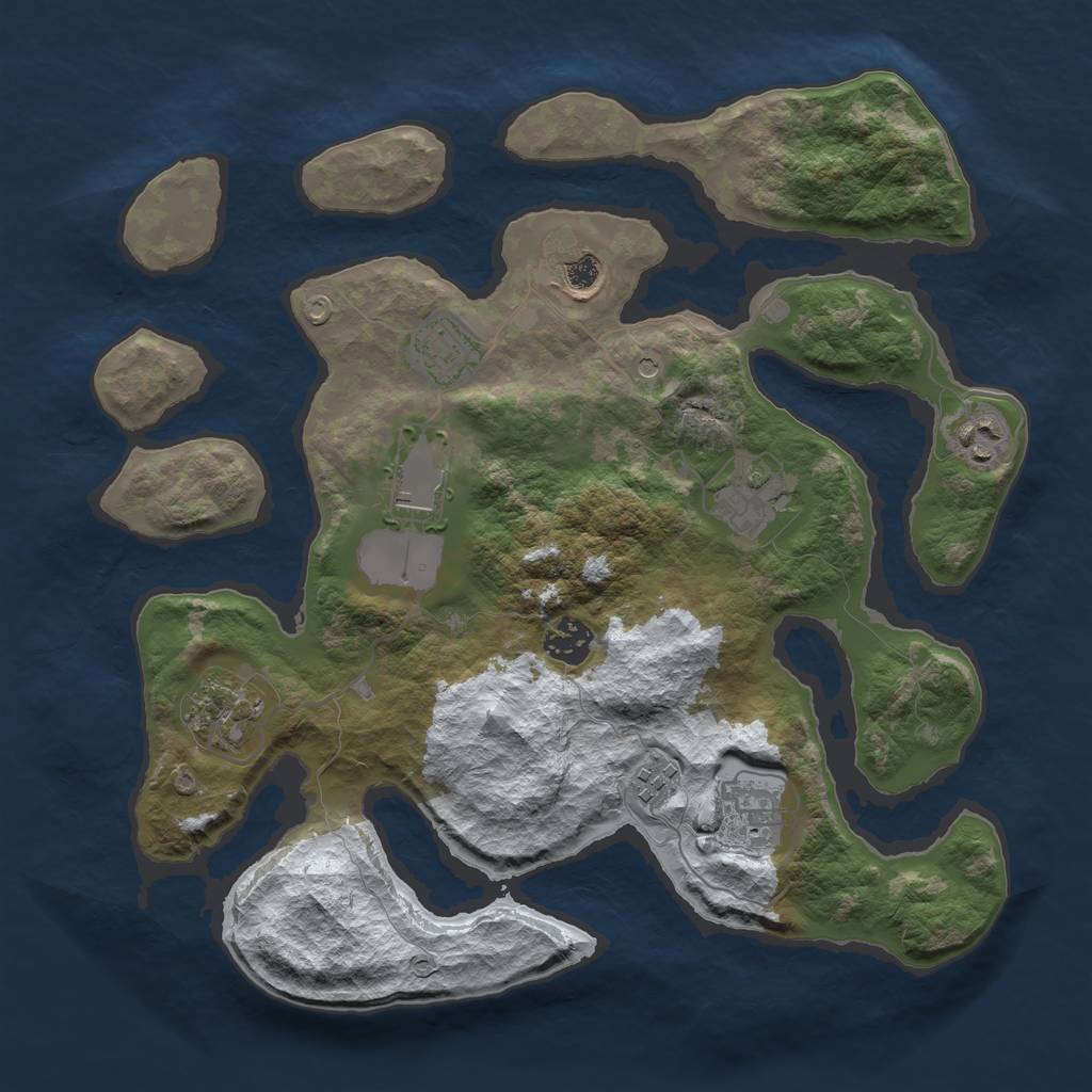 Rust Map: Barren, Size: 3500, Seed: 4544186, 12 Monuments
