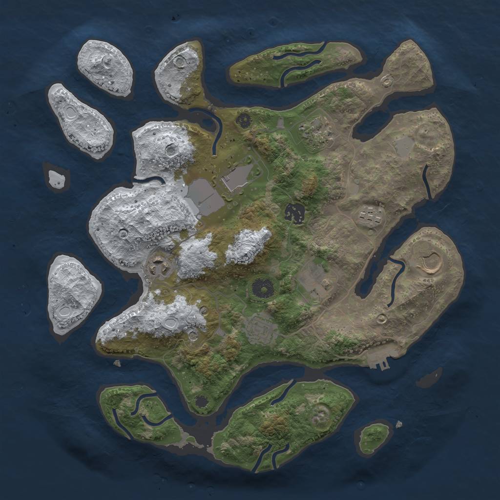 Rust Map: Procedural Map, Size: 3500, Seed: 4205691, 15 Monuments