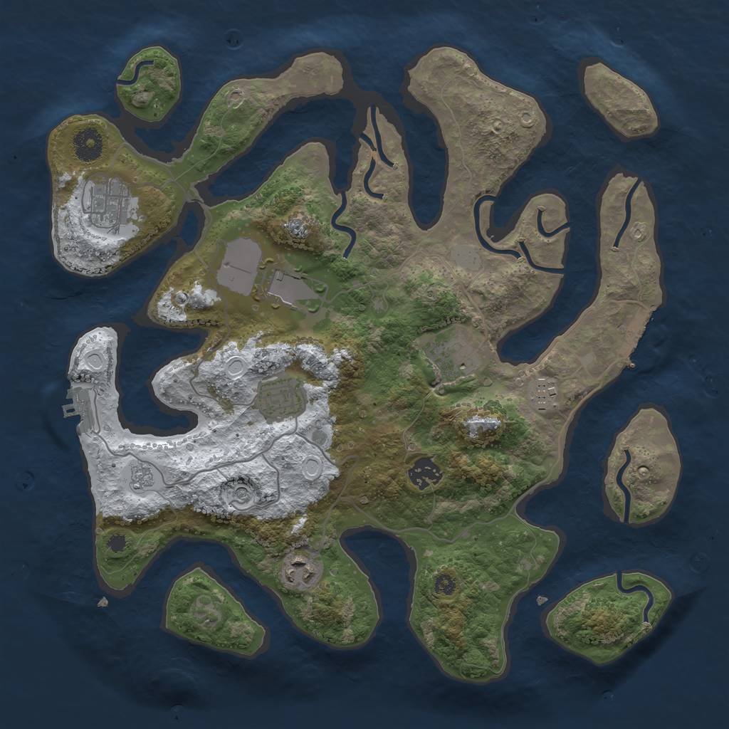 Rust Map: Procedural Map, Size: 3500, Seed: 3033656, 16 Monuments