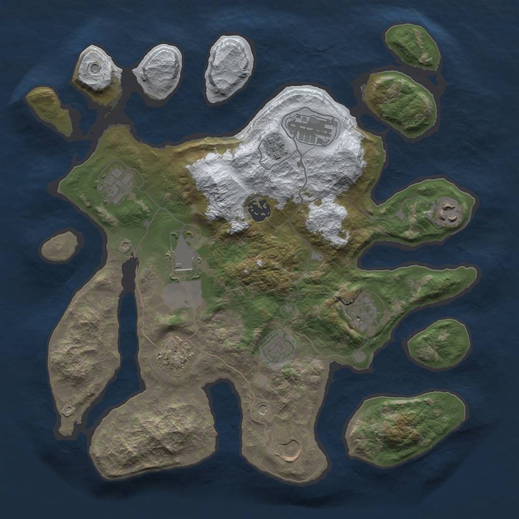 Rust Map: Barren, Size: 3500, Seed: 4949356, 13 Monuments