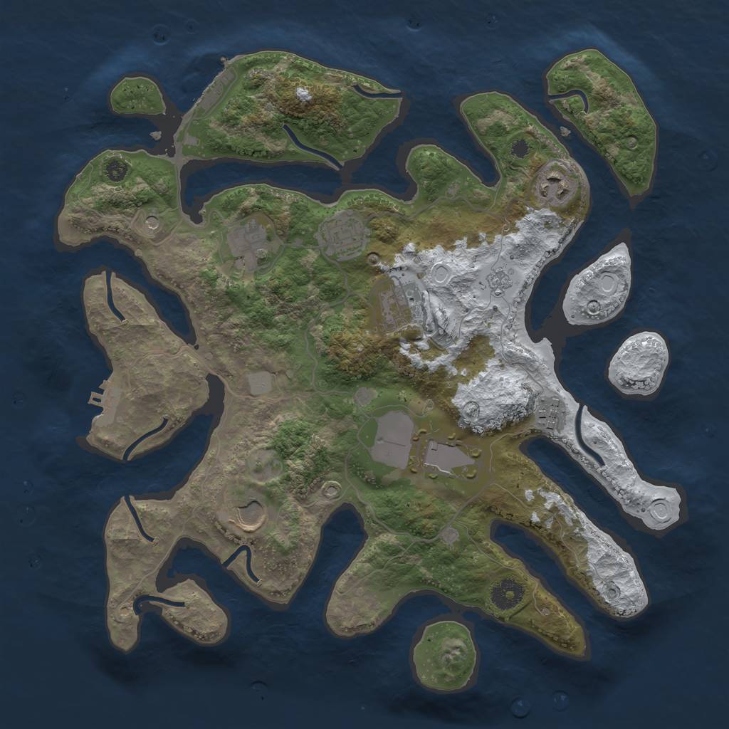 Rust Map: Procedural Map, Size: 3500, Seed: 511452, 16 Monuments