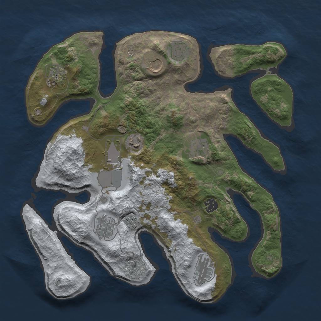 Rust Map: Barren, Size: 3500, Seed: 2439919, 13 Monuments