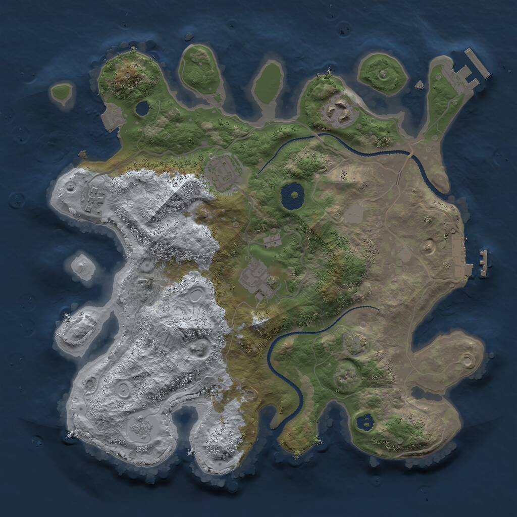 Rust Map: Procedural Map, Size: 3000, Seed: 2035400748, 9 Monuments