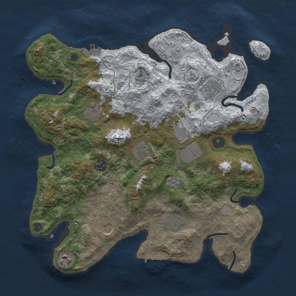 Rust Map: Procedural Map, Size: 3550, Seed: 57827, 18 Monuments
