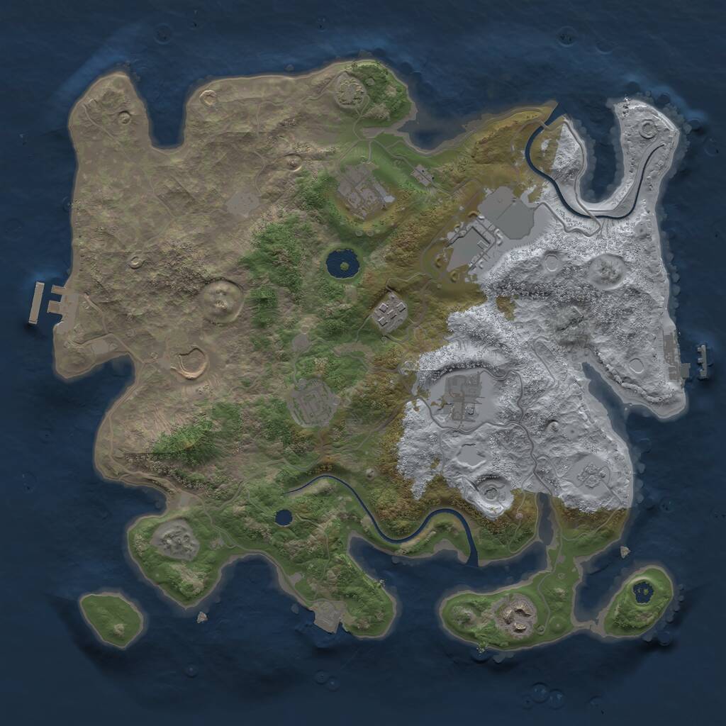 Rust Map: Procedural Map, Size: 3500, Seed: 4838643, 13 Monuments