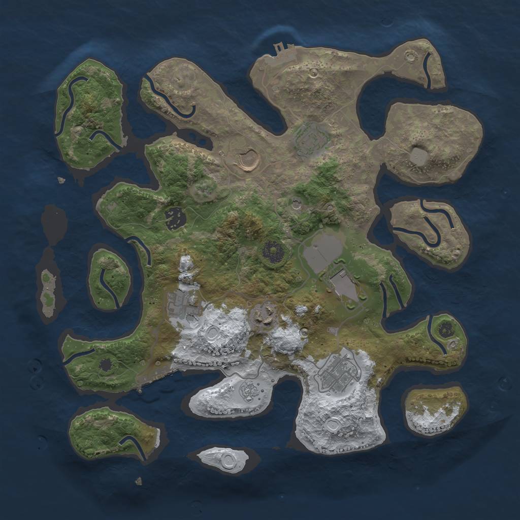 Rust Map: Procedural Map, Size: 3500, Seed: 5943991, 16 Monuments