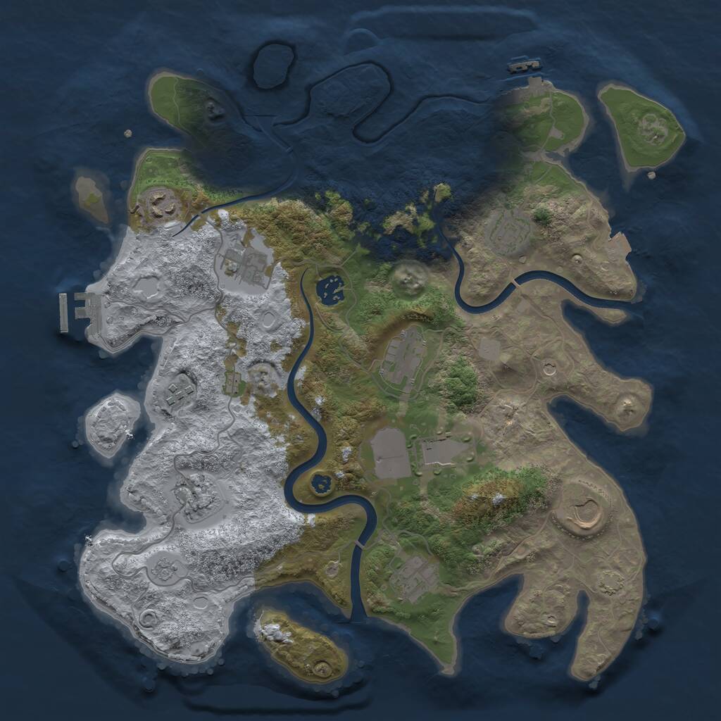 Rust Map: Procedural Map, Size: 3700, Seed: 634609837, 16 Monuments