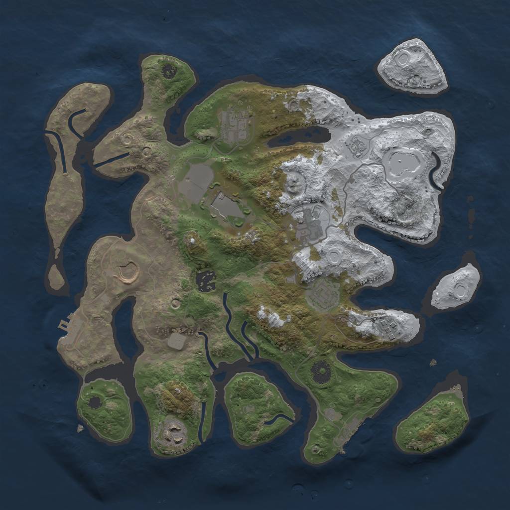 Rust Map: Procedural Map, Size: 3500, Seed: 1624443, 16 Monuments