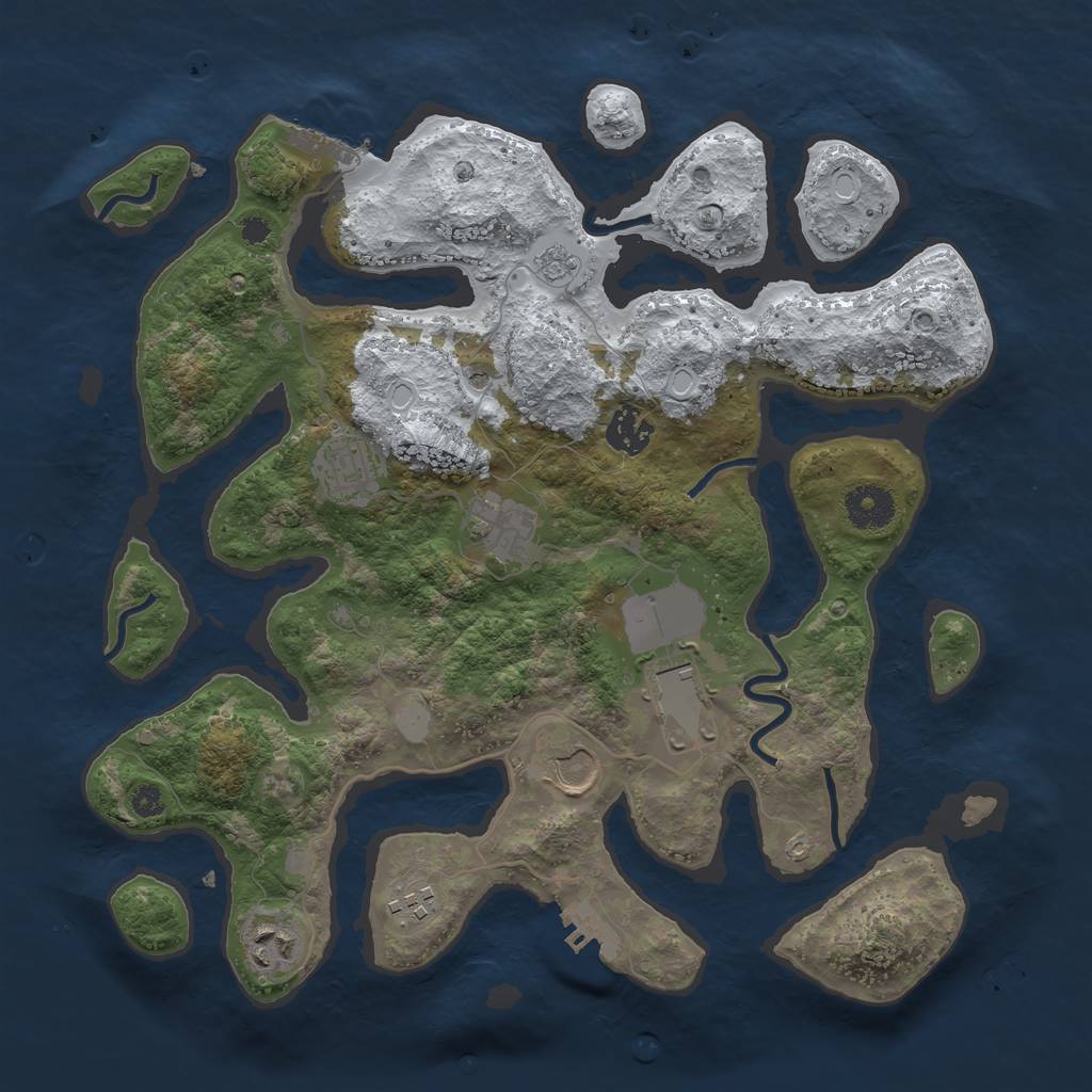 Rust Map: Procedural Map, Size: 3500, Seed: 4419353, 16 Monuments