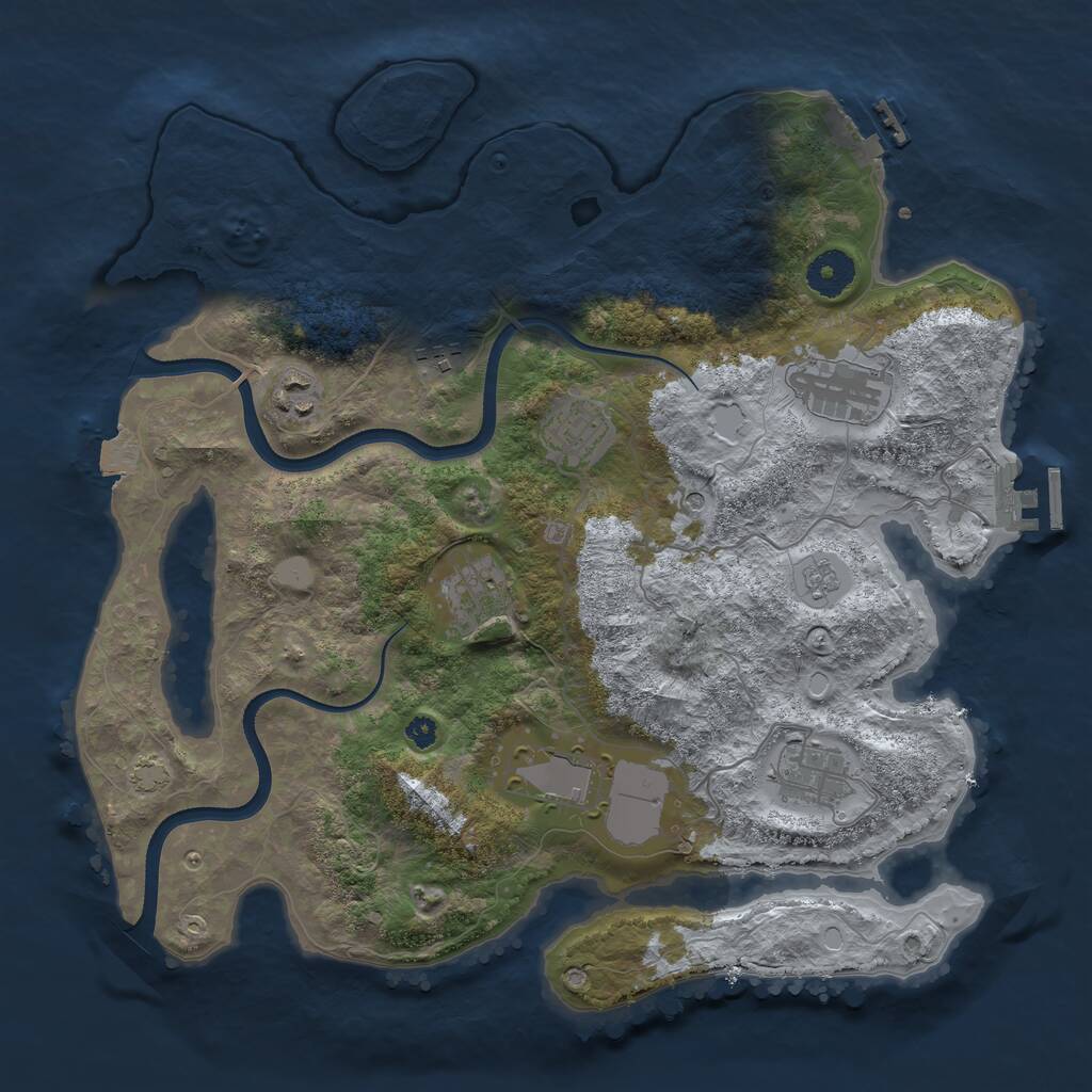 Rust Map: Procedural Map, Size: 3550, Seed: 669699, 13 Monuments