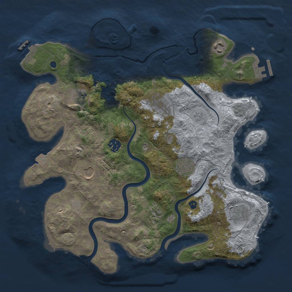Rust Map: Procedural Map, Size: 3550, Seed: 984062, 15 Monuments