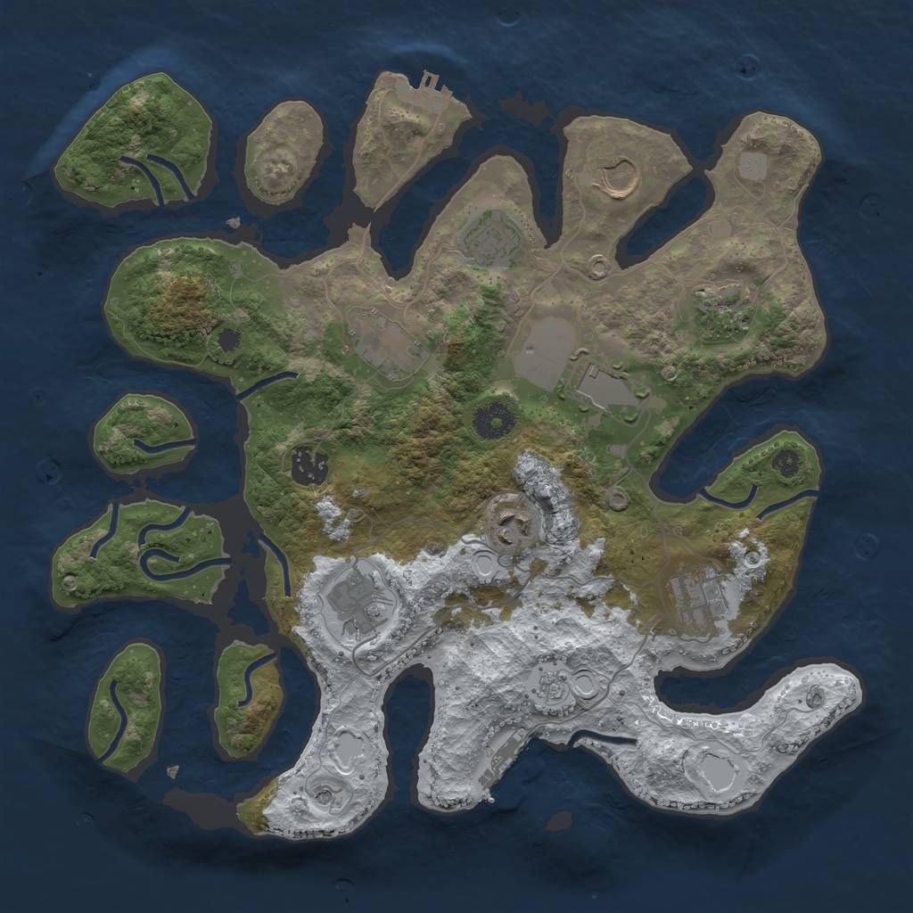 Rust Map: Procedural Map, Size: 3500, Seed: 5486822, 18 Monuments