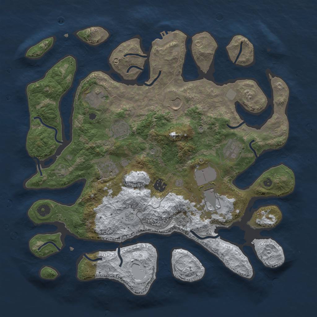 Rust Map: Procedural Map, Size: 3850, Seed: 1973980391, 16 Monuments