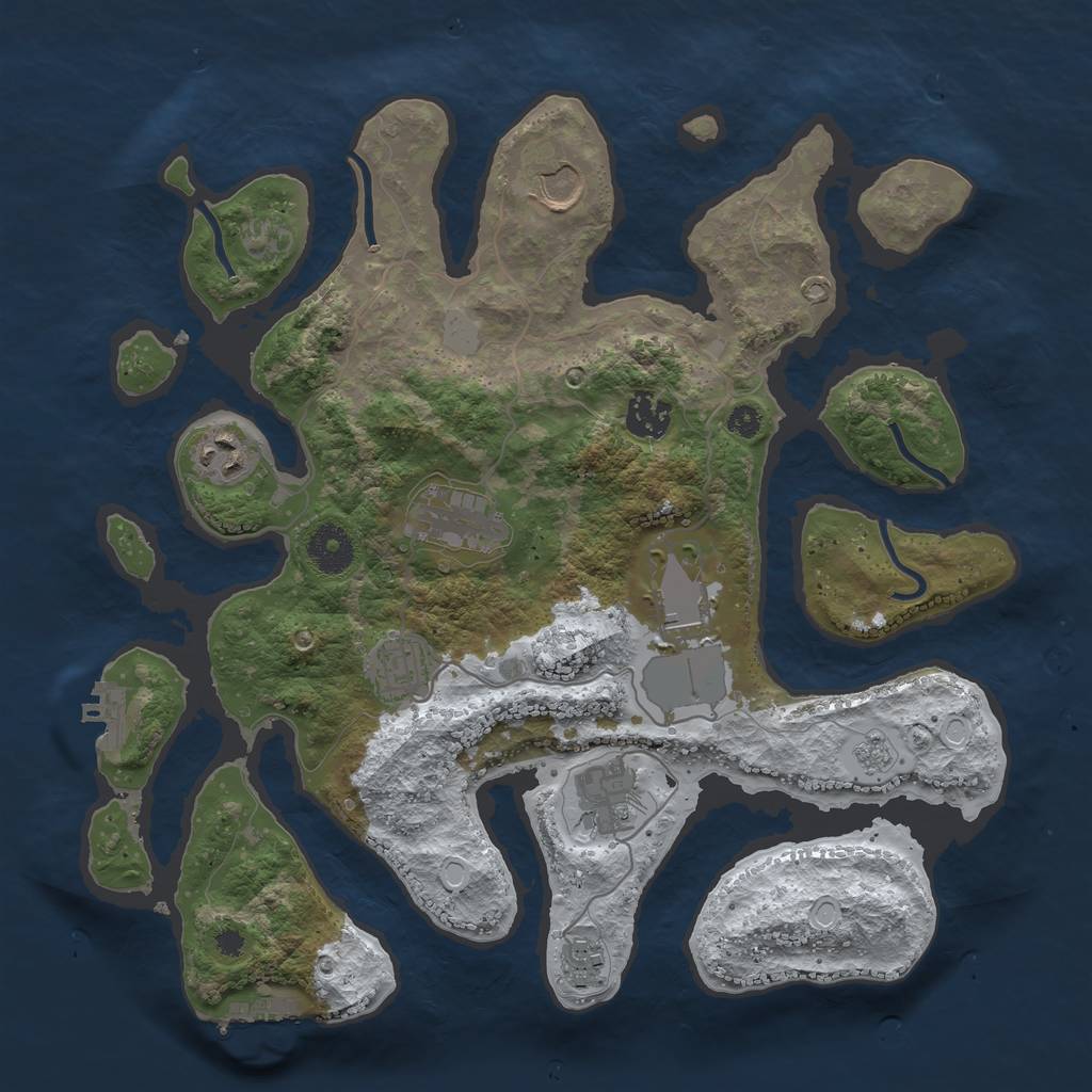 Rust Map: Procedural Map, Size: 3500, Seed: 1699280, 16 Monuments
