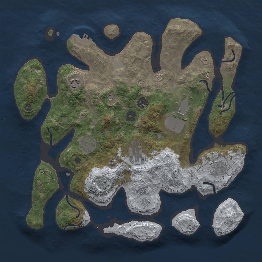Rust Map: Procedural Map, Size: 3500, Seed: 3074165, 15 Monuments