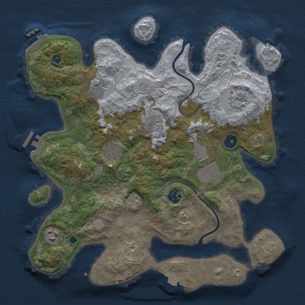 Rust Map: Procedural Map, Size: 3500, Seed: 2832460, 13 Monuments