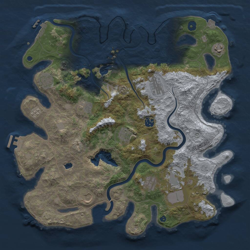 Rust Map: Procedural Map, Size: 4000, Seed: 5367558, 16 Monuments