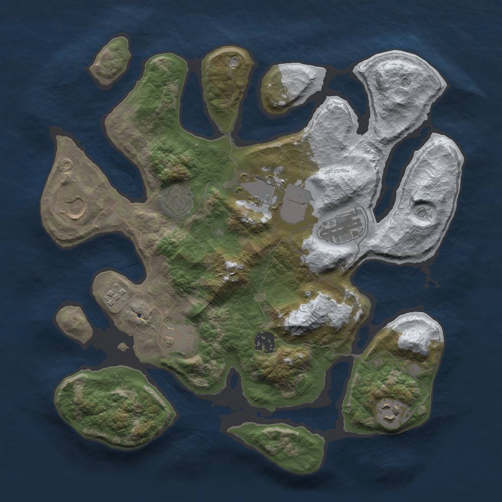 Rust Map: Barren, Size: 3500, Seed: 4901050, 11 Monuments