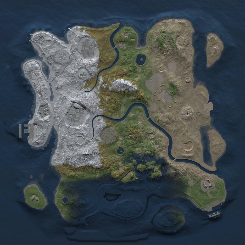 Rust Map: Procedural Map, Size: 3500, Seed: 2232848, 13 Monuments
