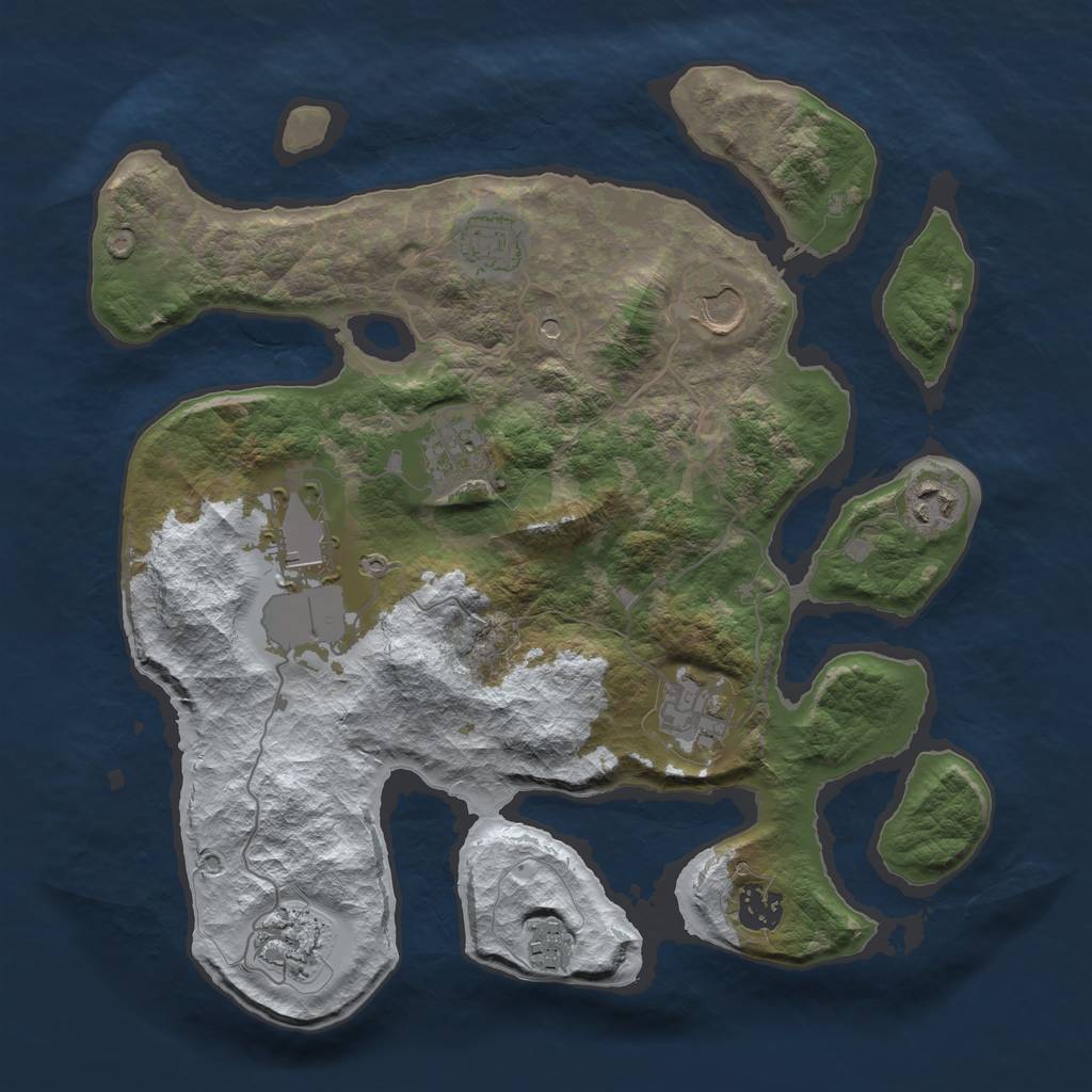 Rust Map: Barren, Size: 3500, Seed: 91026, 12 Monuments