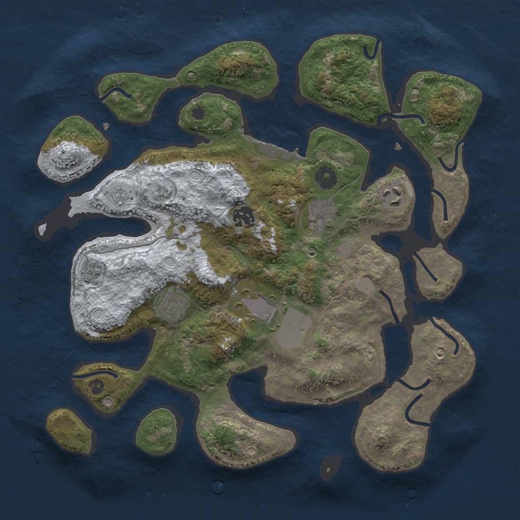 Rust Map: Procedural Map, Size: 3500, Seed: 1645284, 13 Monuments