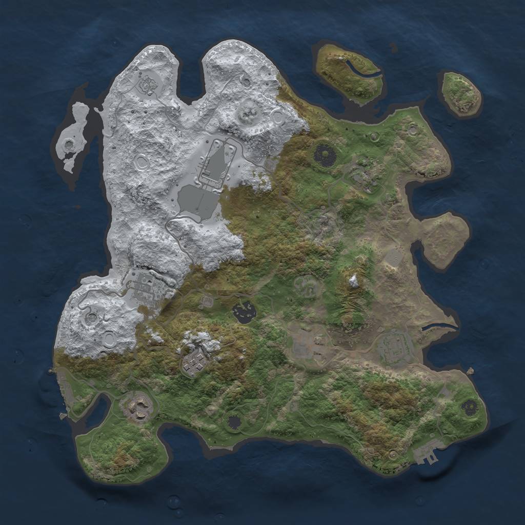 Rust Map: Procedural Map, Size: 3500, Seed: 2114009, 17 Monuments