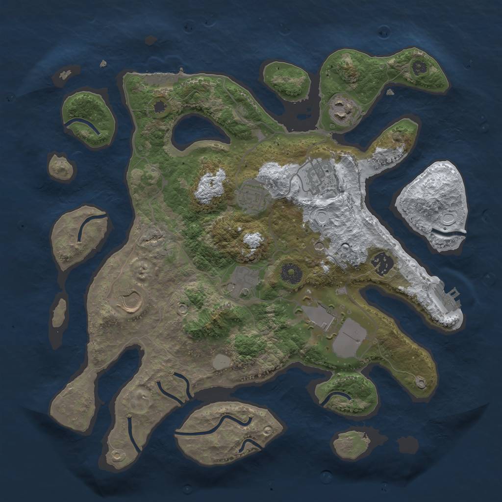 Rust Map: Procedural Map, Size: 3500, Seed: 4319221, 15 Monuments