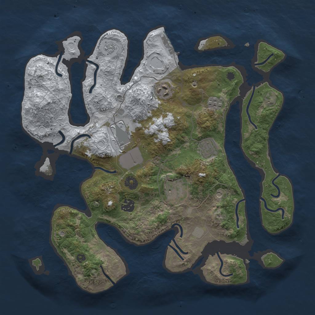 Rust Map: Procedural Map, Size: 3500, Seed: 792807, 14 Monuments
