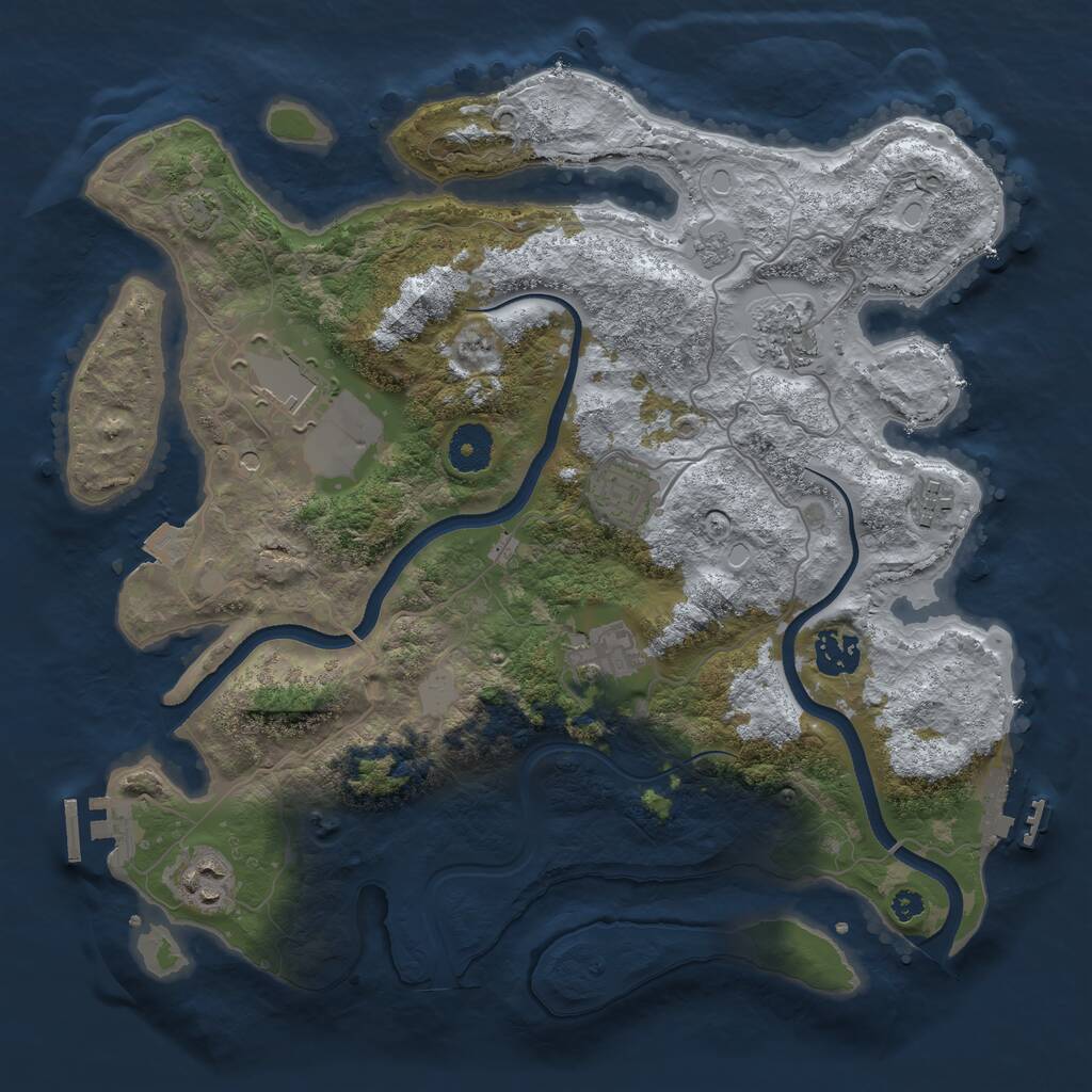 Rust Map: Procedural Map, Size: 3500, Seed: 2949582, 13 Monuments