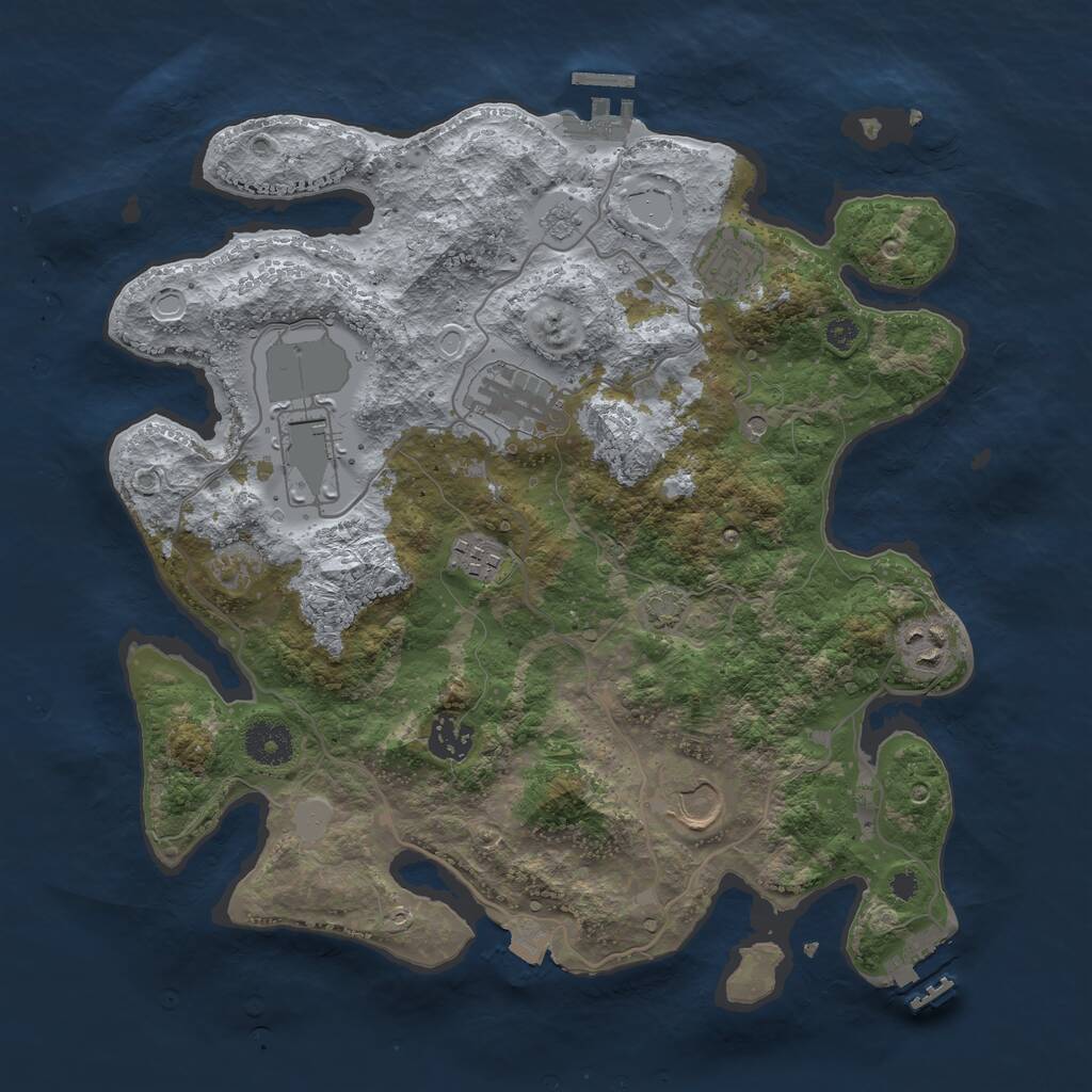 Rust Map: Procedural Map, Size: 3500, Seed: 1672673, 13 Monuments
