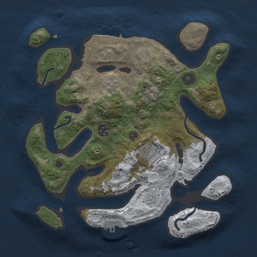 Rust Map: Procedural Map, Size: 3000, Seed: 890570657, 12 Monuments