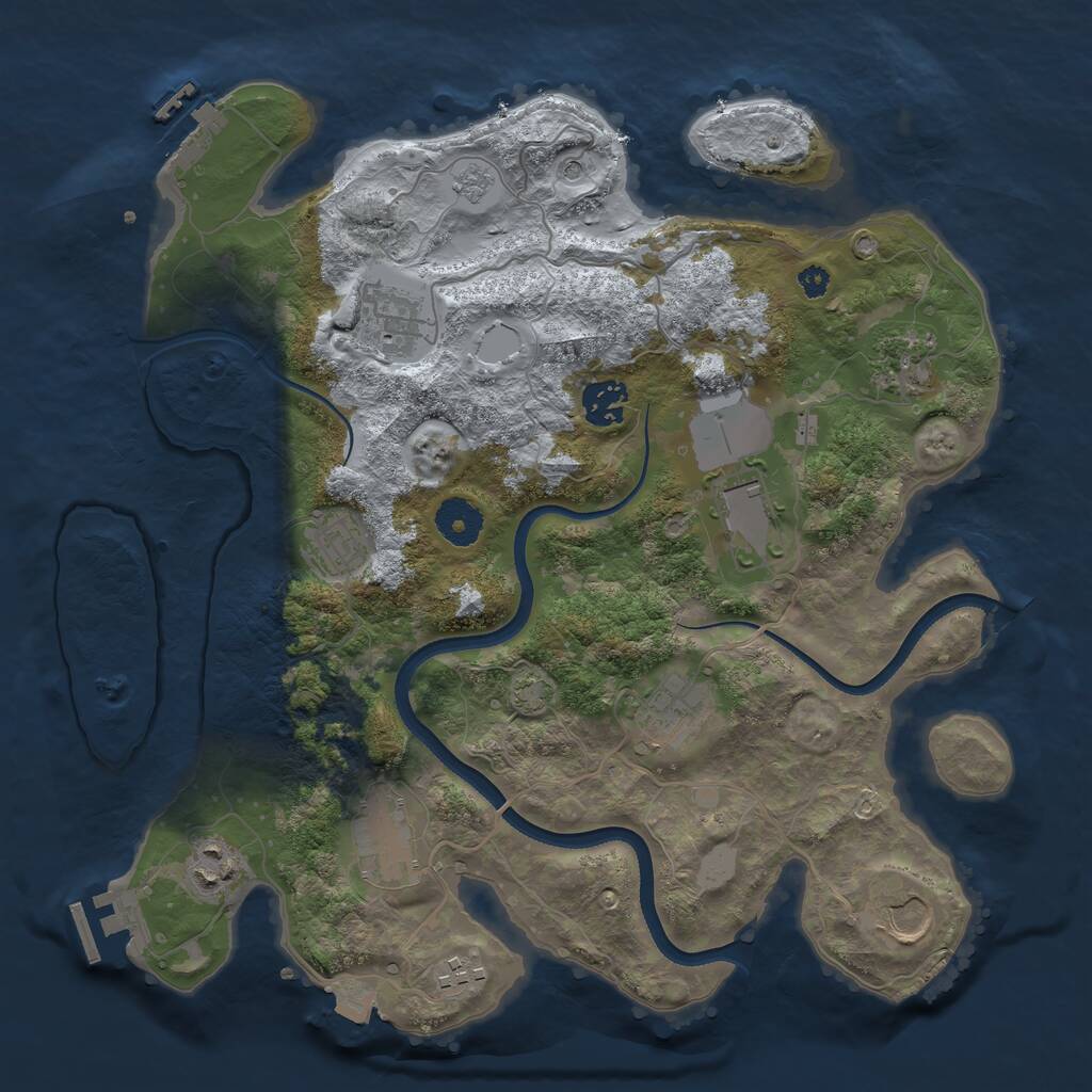 Rust Map: Procedural Map, Size: 3500, Seed: 2466119, 16 Monuments
