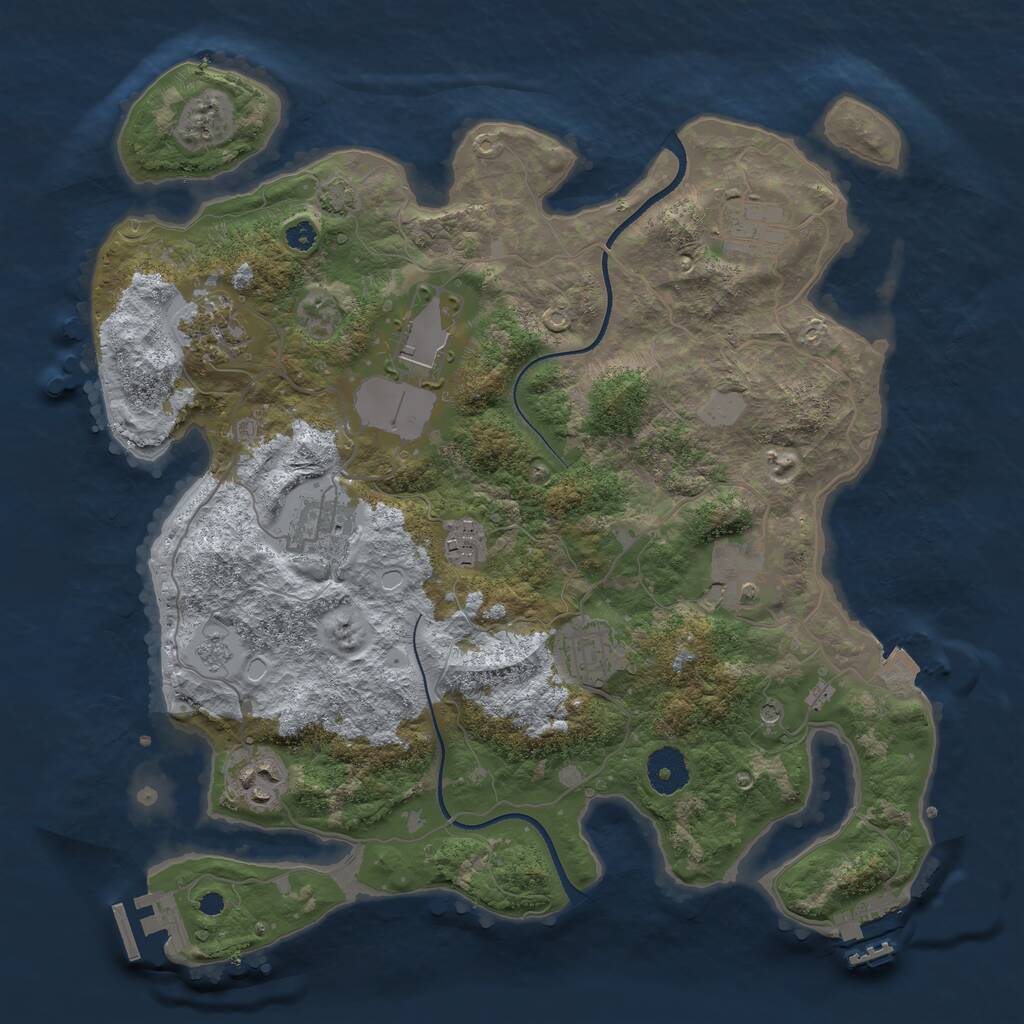 Rust Map: Procedural Map, Size: 3500, Seed: 2614671, 14 Monuments