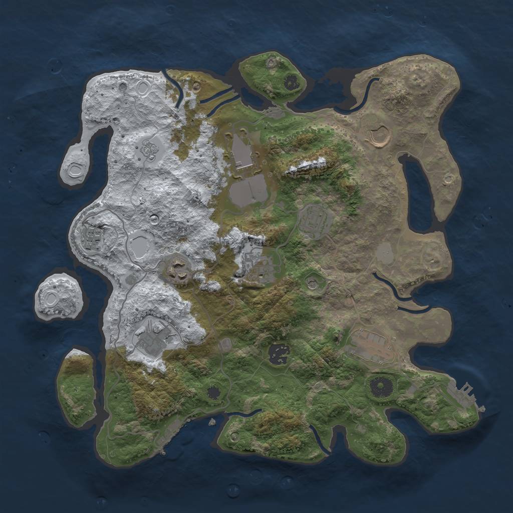 Rust Map: Procedural Map, Size: 3500, Seed: 281870, 18 Monuments