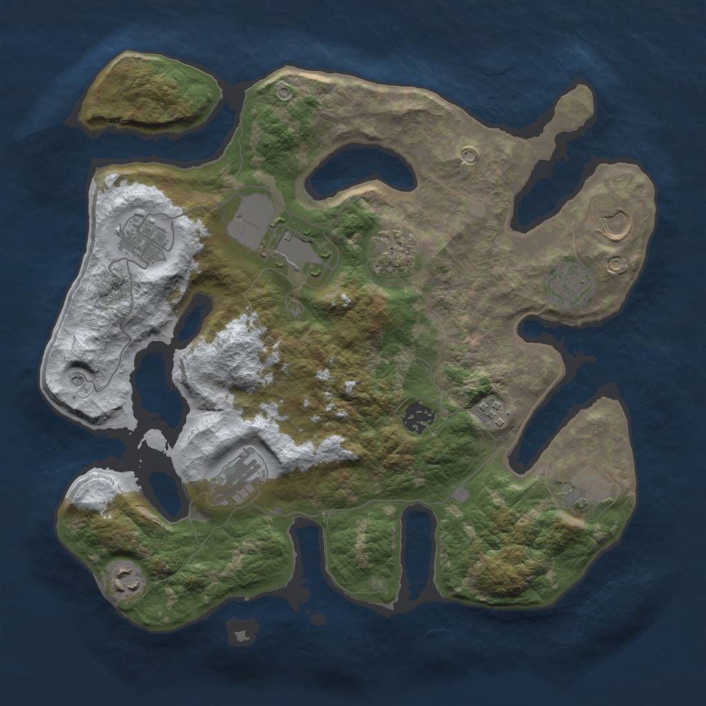 Rust Map: Barren, Size: 3500, Seed: 5602143, 13 Monuments